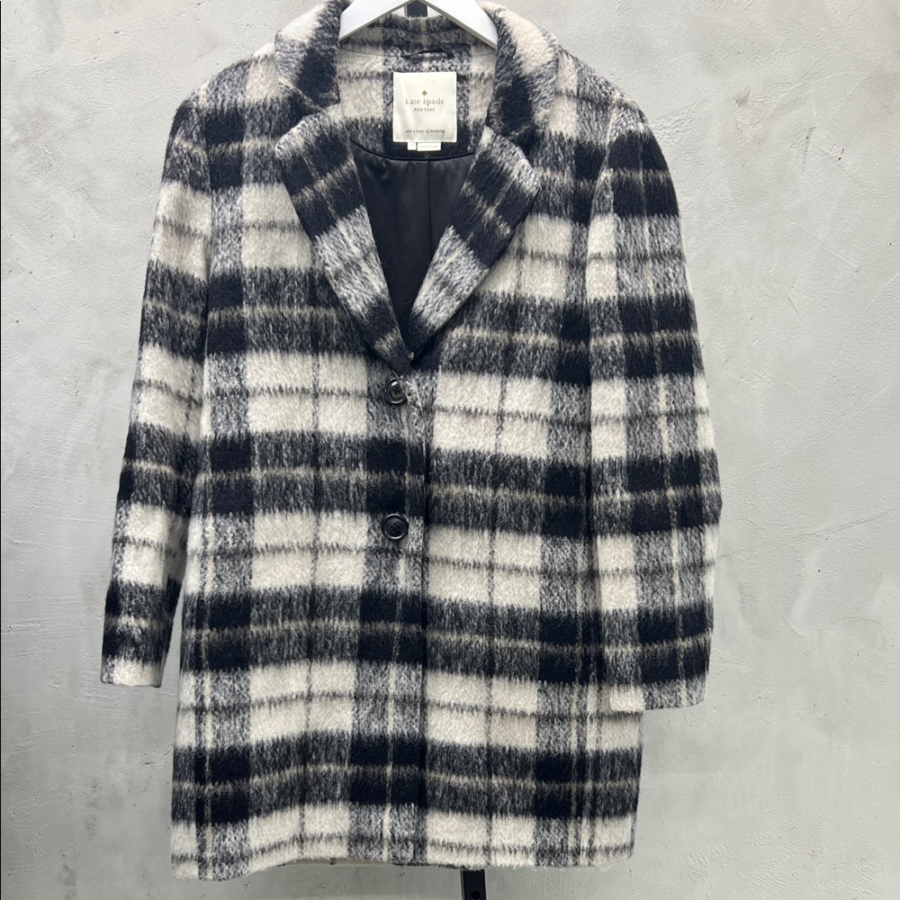 Kate Spade Plaid Mohair Blend Coat